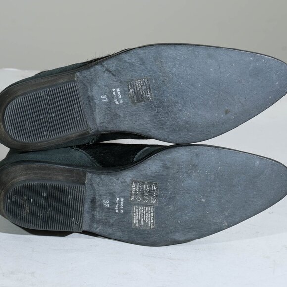 Free People Caldera Ankle Boot 37 Front Zip Black Calf Hair Suede Western - Picture 5 of 5